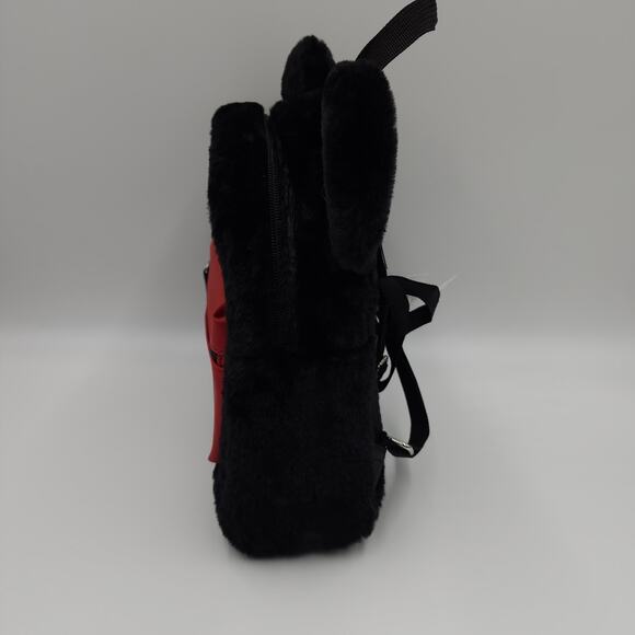 Disney Mickey Mouse Soft Fuzzy Faux Fur with Ears Mini Backpack Black main image 12